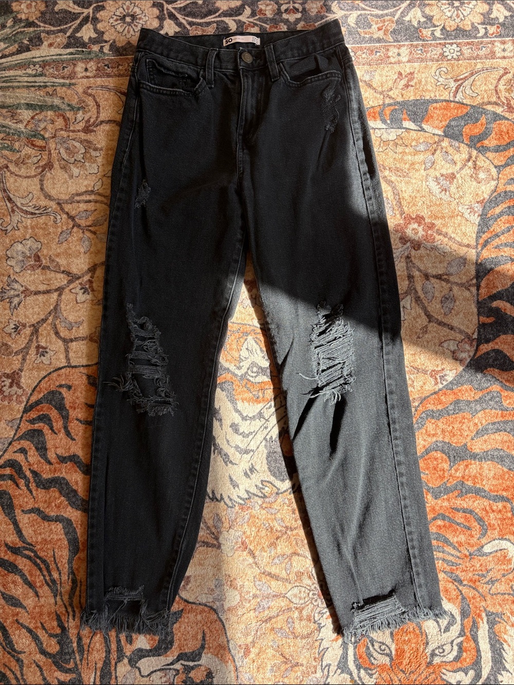 SO High-Rise Distressed Black Jeans